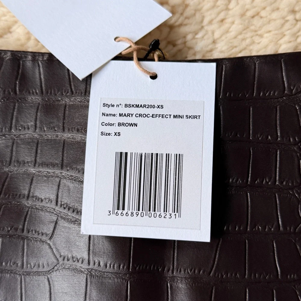 The Frankie Shop Dark Brown Croc Textured Mini Skirt XS - Picture 2 of 9